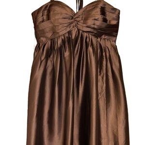 Chocolate Brown Satin Cocktail Dress. Size 2-XS. NWT